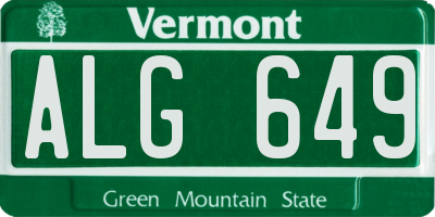 VT license plate ALG649