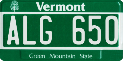 VT license plate ALG650