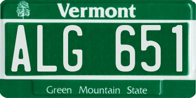 VT license plate ALG651