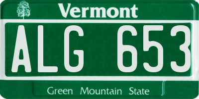 VT license plate ALG653