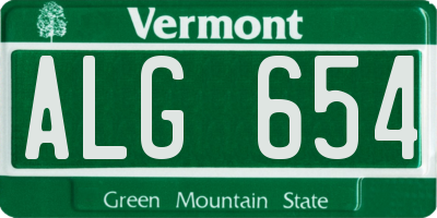 VT license plate ALG654