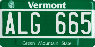 VT license plate ALG665