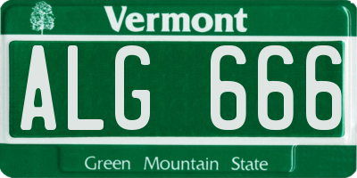 VT license plate ALG666