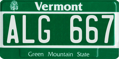 VT license plate ALG667