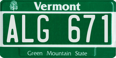 VT license plate ALG671