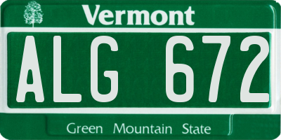 VT license plate ALG672