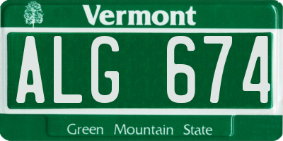 VT license plate ALG674
