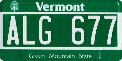VT license plate ALG677