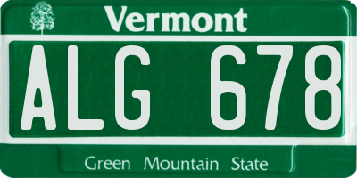 VT license plate ALG678