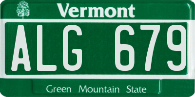 VT license plate ALG679