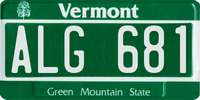 VT license plate ALG681