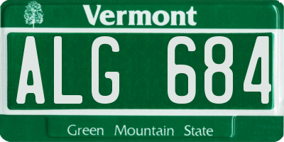 VT license plate ALG684
