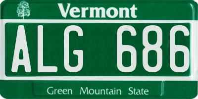 VT license plate ALG686