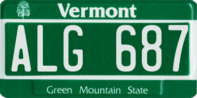 VT license plate ALG687