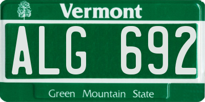VT license plate ALG692