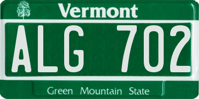 VT license plate ALG702