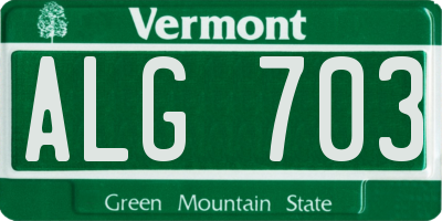 VT license plate ALG703