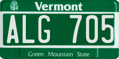 VT license plate ALG705