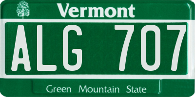 VT license plate ALG707