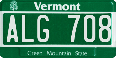 VT license plate ALG708