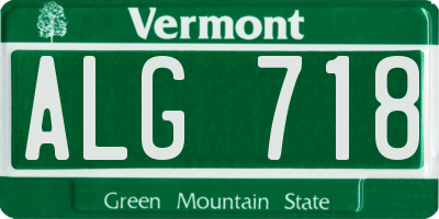 VT license plate ALG718
