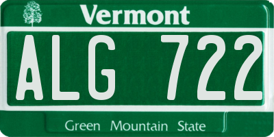 VT license plate ALG722
