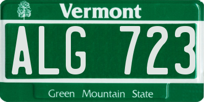 VT license plate ALG723