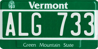 VT license plate ALG733