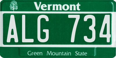 VT license plate ALG734