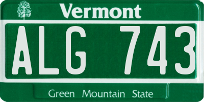 VT license plate ALG743
