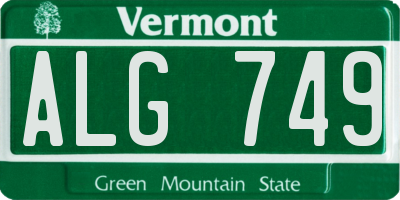 VT license plate ALG749