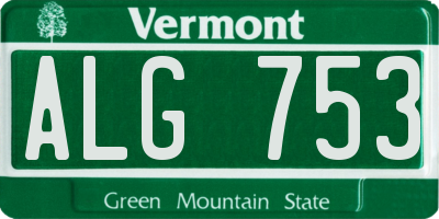 VT license plate ALG753