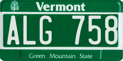 VT license plate ALG758