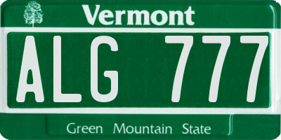 VT license plate ALG777