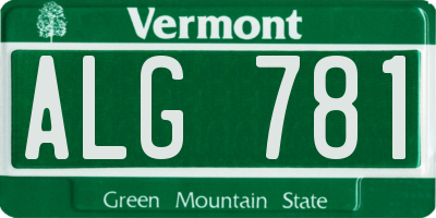 VT license plate ALG781