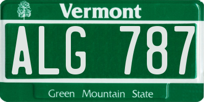 VT license plate ALG787
