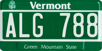 VT license plate ALG788