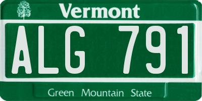 VT license plate ALG791