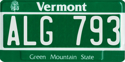 VT license plate ALG793