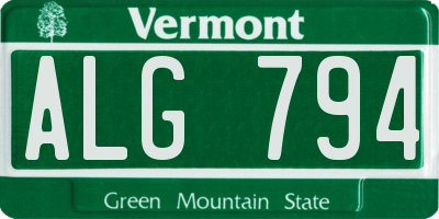 VT license plate ALG794