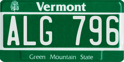 VT license plate ALG796