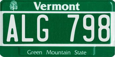 VT license plate ALG798