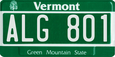 VT license plate ALG801