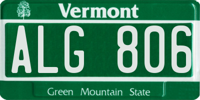 VT license plate ALG806