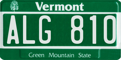 VT license plate ALG810