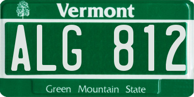 VT license plate ALG812
