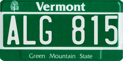 VT license plate ALG815