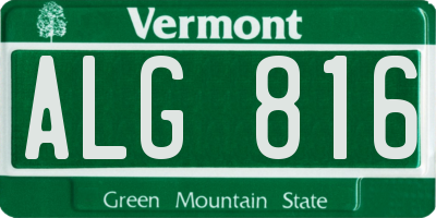 VT license plate ALG816