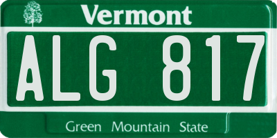 VT license plate ALG817