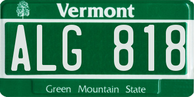 VT license plate ALG818